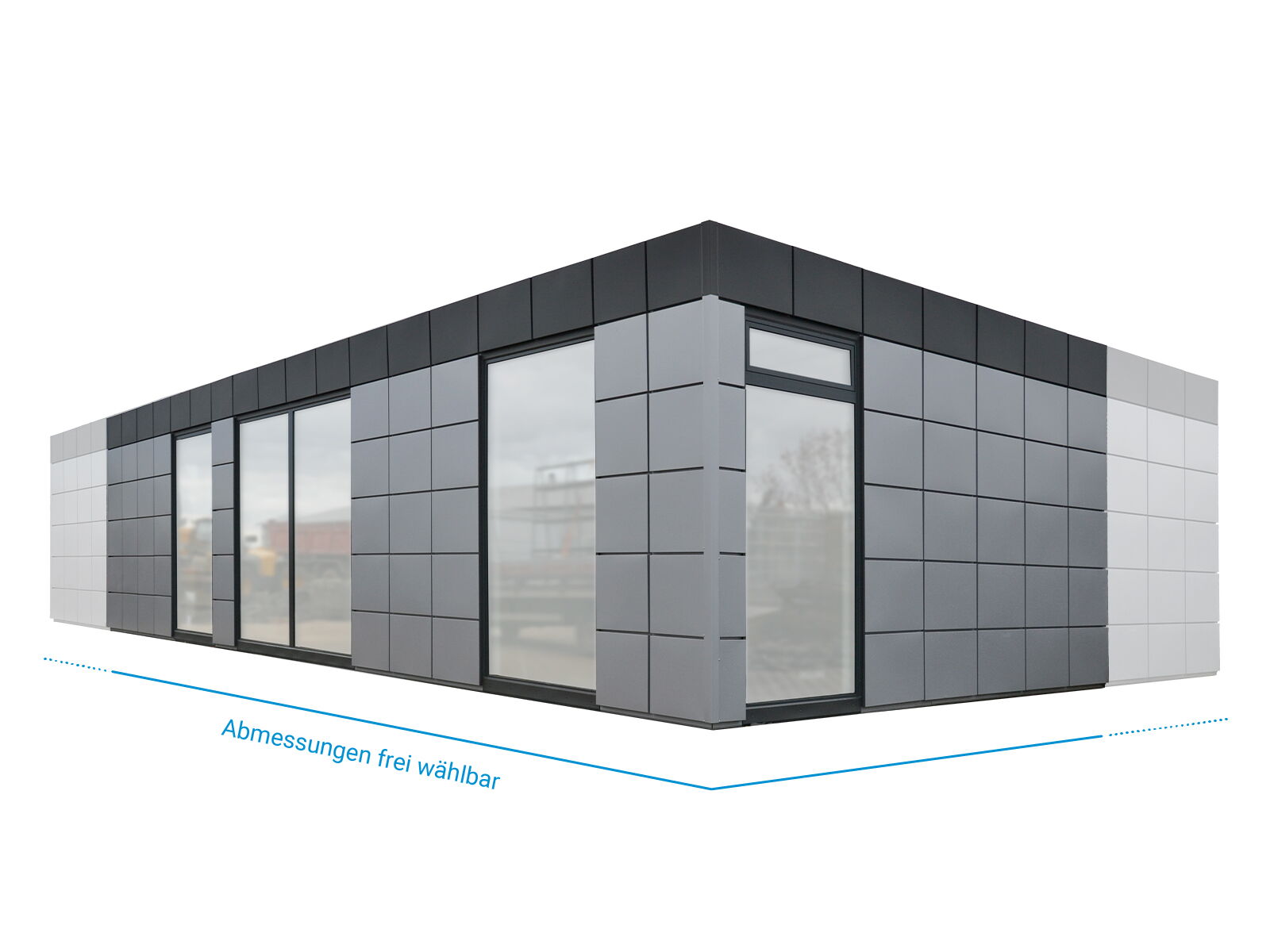 Containeranlage mit frei wählbaren Abmessungen und mehreren Modulen      