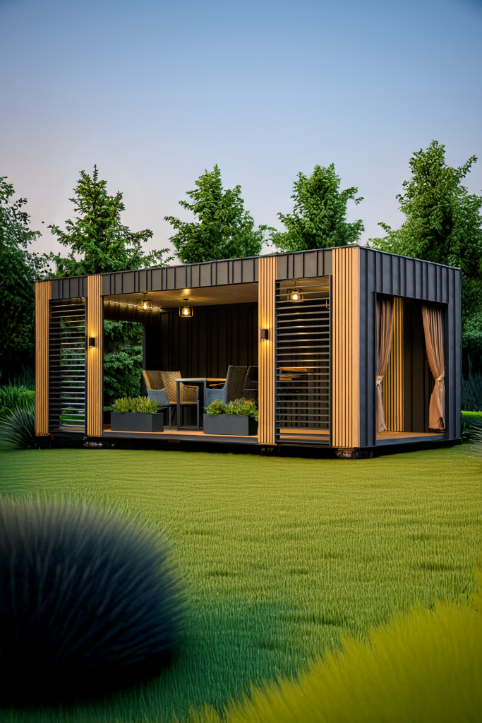 Risto Pergola im Grünen vor Waldlichtung